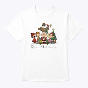 The Peanuts Christmas Christian Oh Come Let Us Adore Him T Shirt 73